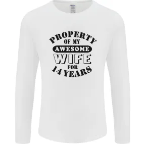 14th Wedding Anniversary 14 Year Funny Wife Mens Long Sleeve T-Shirt