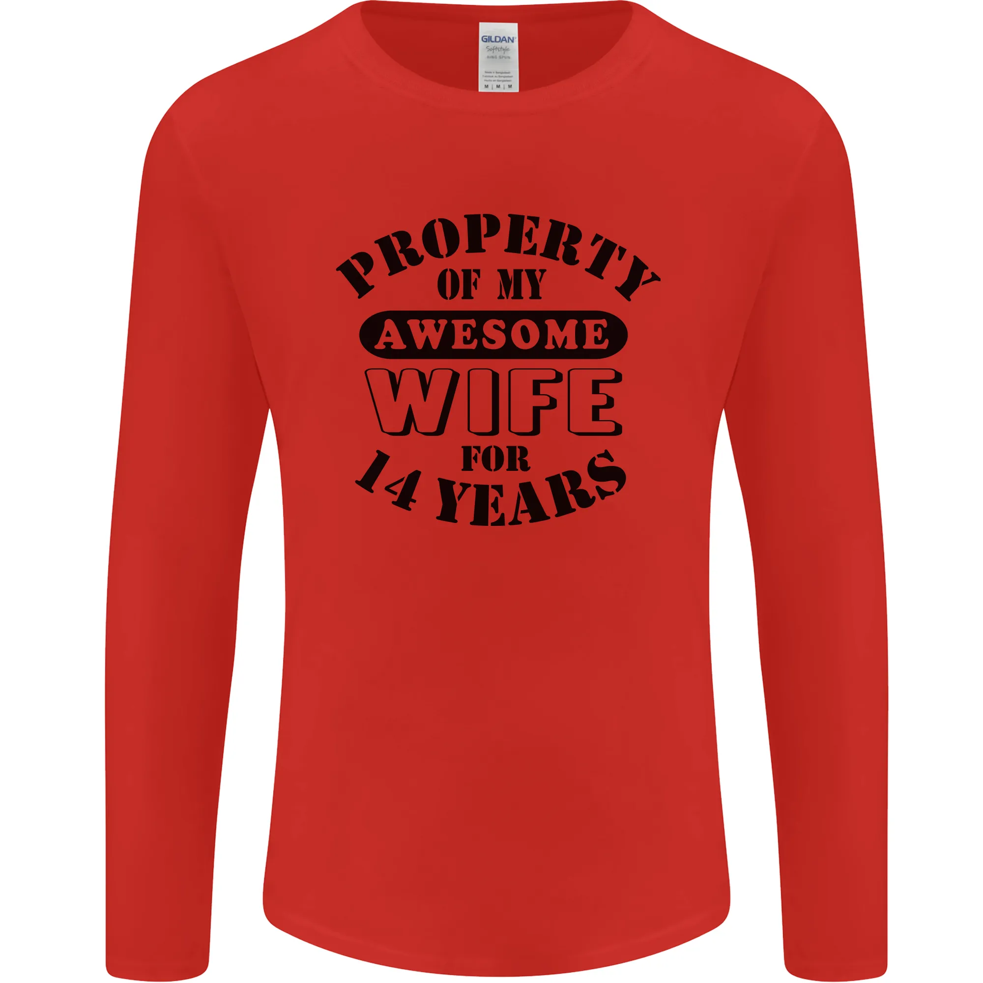 14th Wedding Anniversary 14 Year Funny Wife Mens Long Sleeve T-Shirt