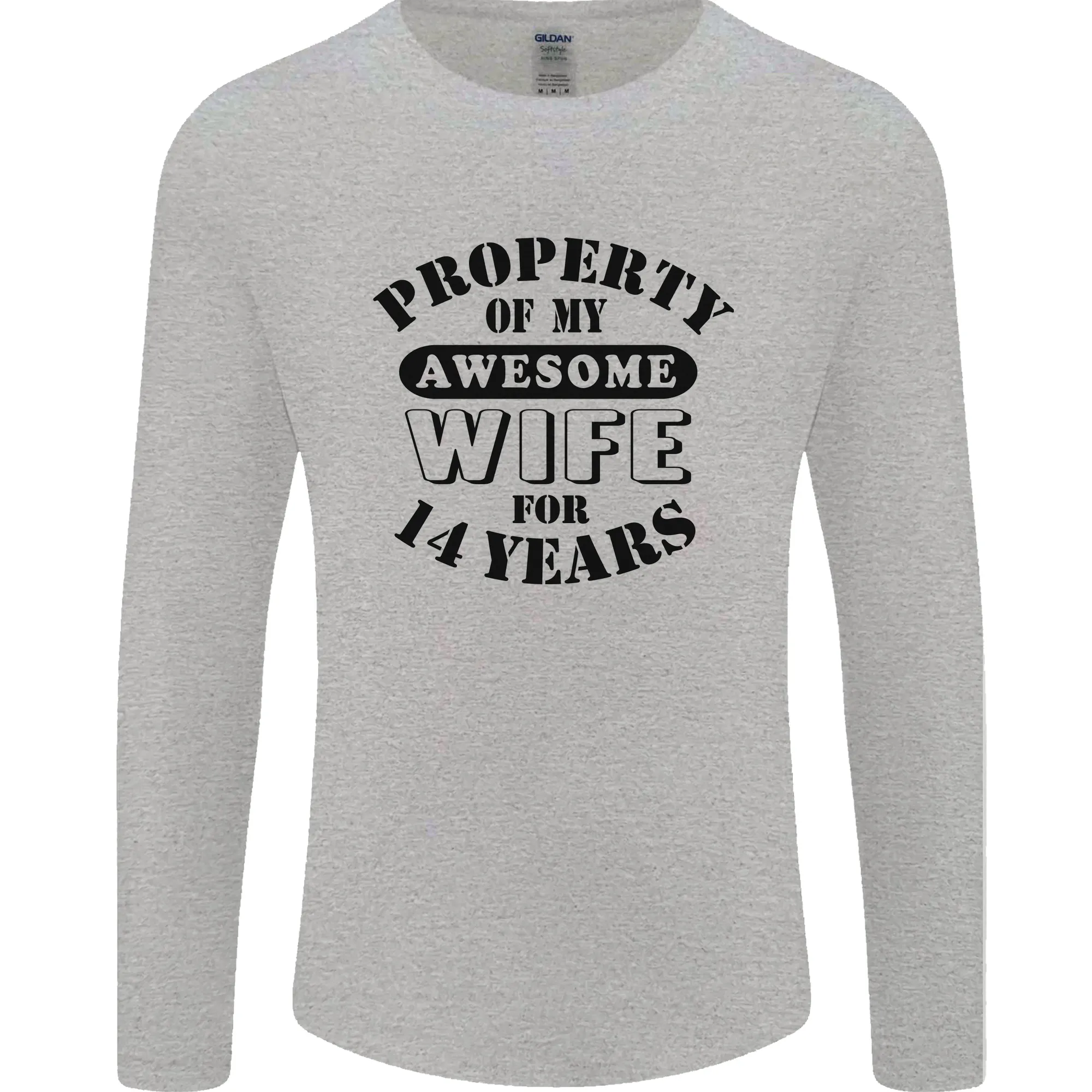 14th Wedding Anniversary 14 Year Funny Wife Mens Long Sleeve T-Shirt