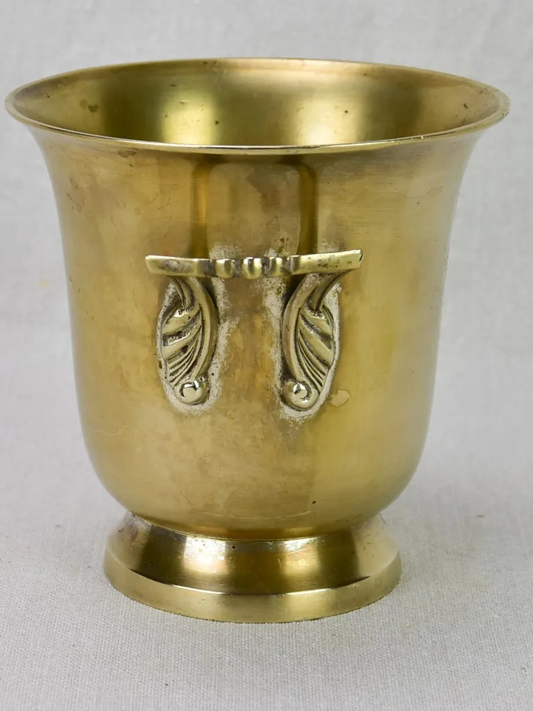 1920's French ice bucket with handles - brass 6"