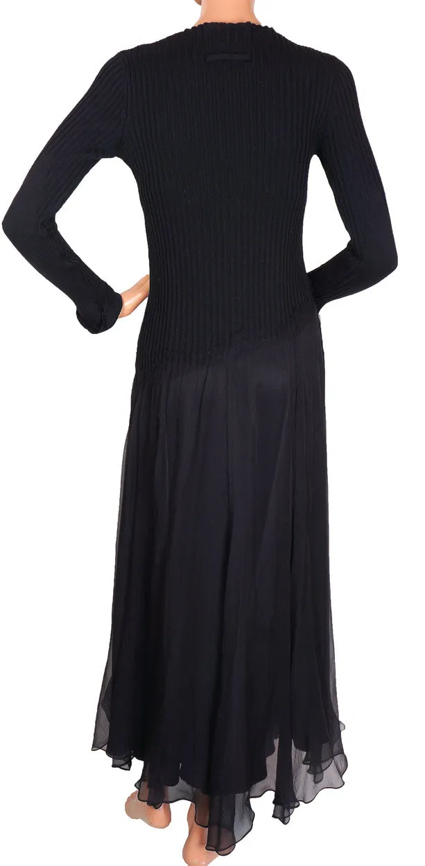 1990s Dress by Jean Paul Gaultier in Black Silk Chiffon & Knit