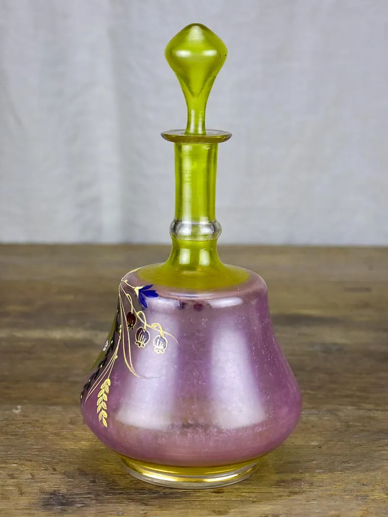 19th Century Enameled Glass Liqueur Bottle