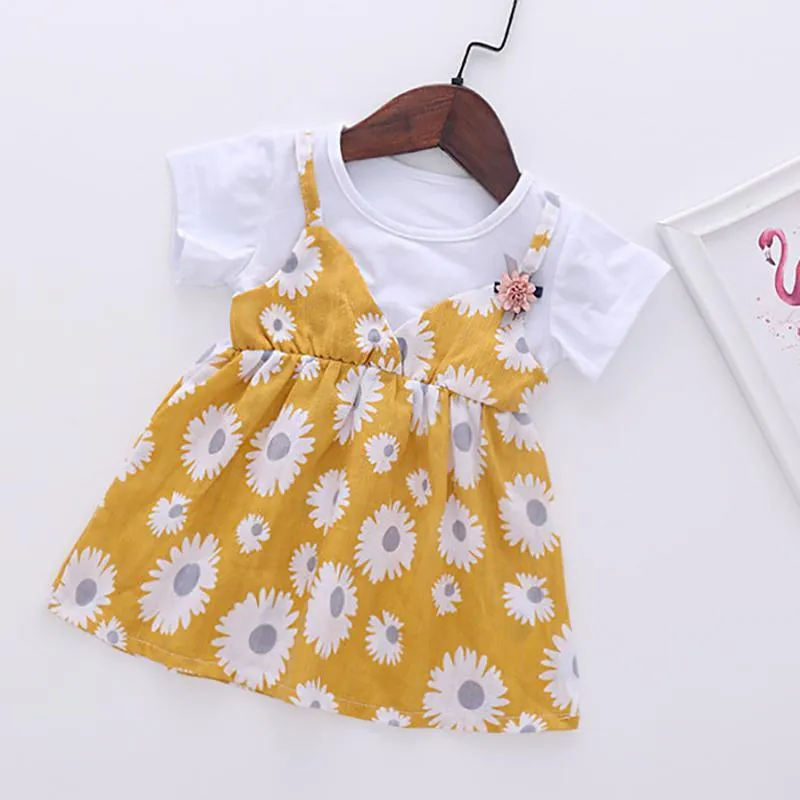 2-piece Daisy Printed Dress for Toddler Girl Wholesale children's clothing