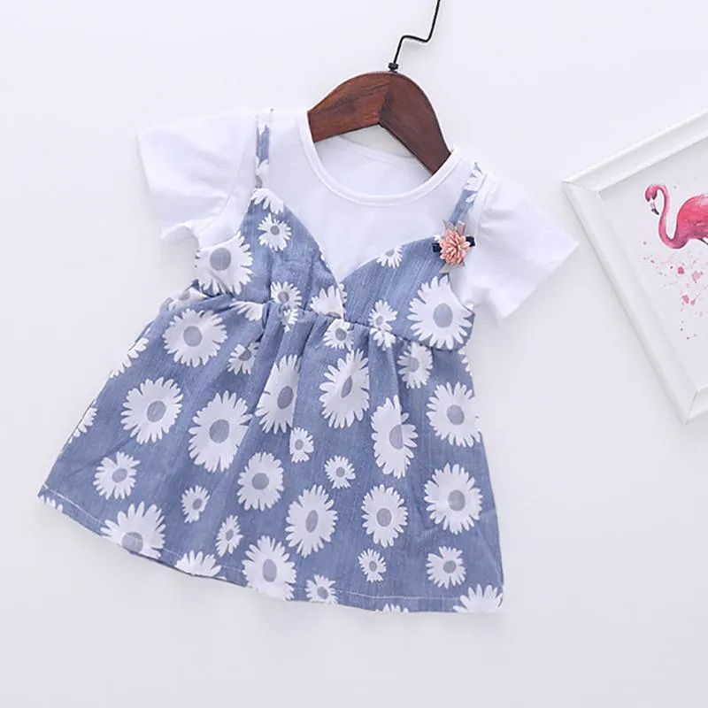 2-piece Daisy Printed Dress for Toddler Girl Wholesale children's clothing