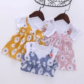 2-piece Daisy Printed Dress for Toddler Girl Wholesale children's clothing