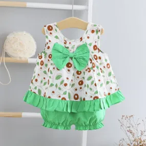 2-piece Floral Printed Dress & Shorts for Toddler Girl