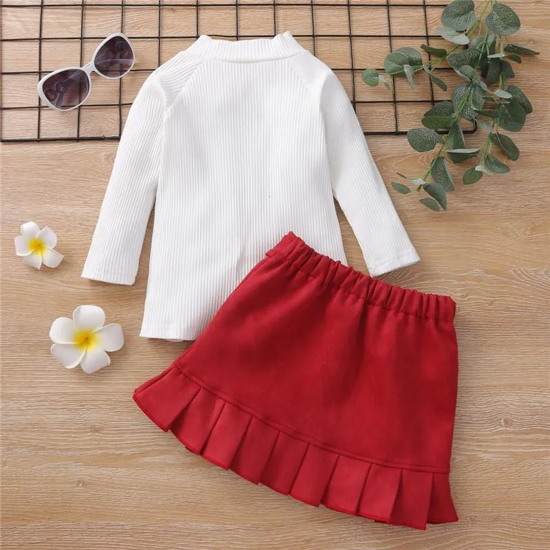 2-Pieces Solid Color Dress Set For Toddler Girls Wholesale Children's Clothing