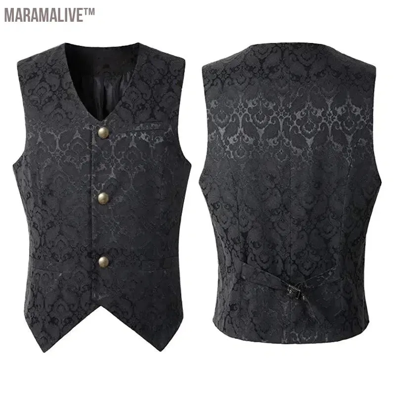 2024 wish Menswear Medieval Waistcoat Gothic Vest Stage Halloween Costume