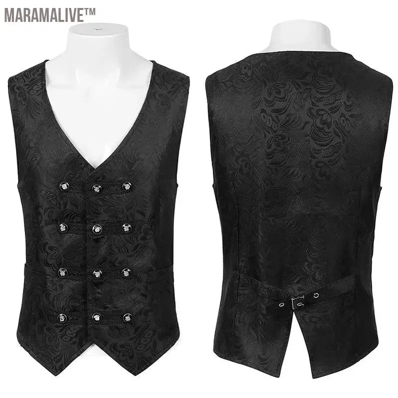 2024 wish Menswear Medieval Waistcoat Gothic Vest Stage Halloween Costume