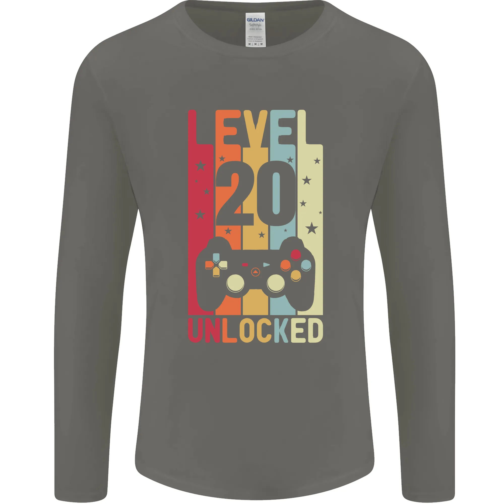 20th Birthday 20 Year Old Level Up Gaming Mens Long Sleeve T-Shirt