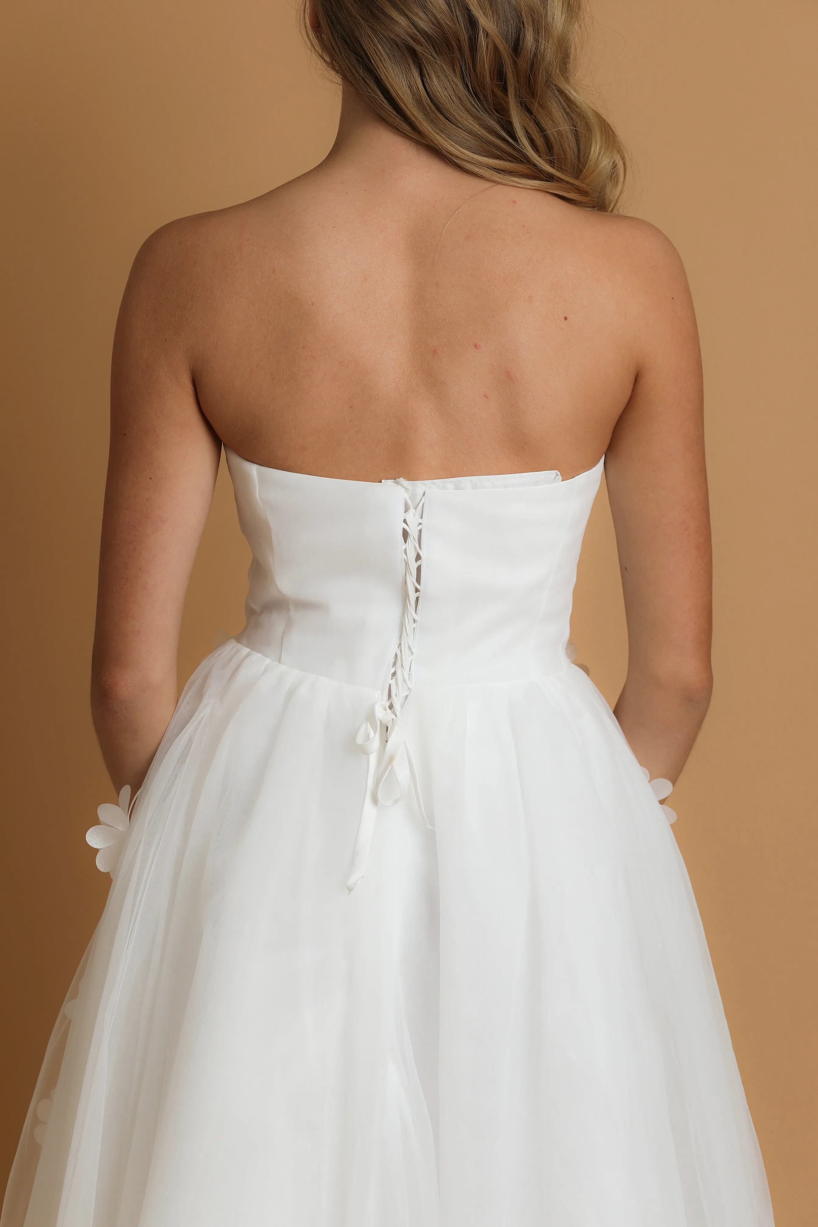 a line flower detail wedding dress