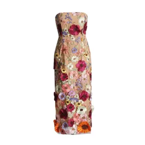 A&A Suzy Mesh Midi 3D Flower Dress