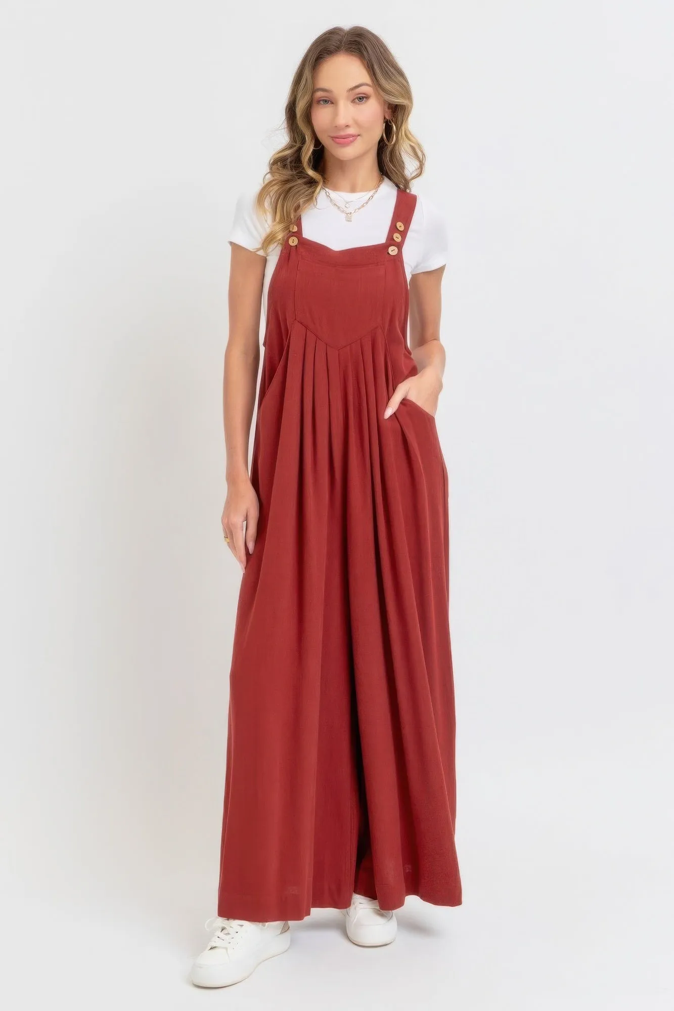 Adjustable Strap Overall Wide Leg Jumpsuit