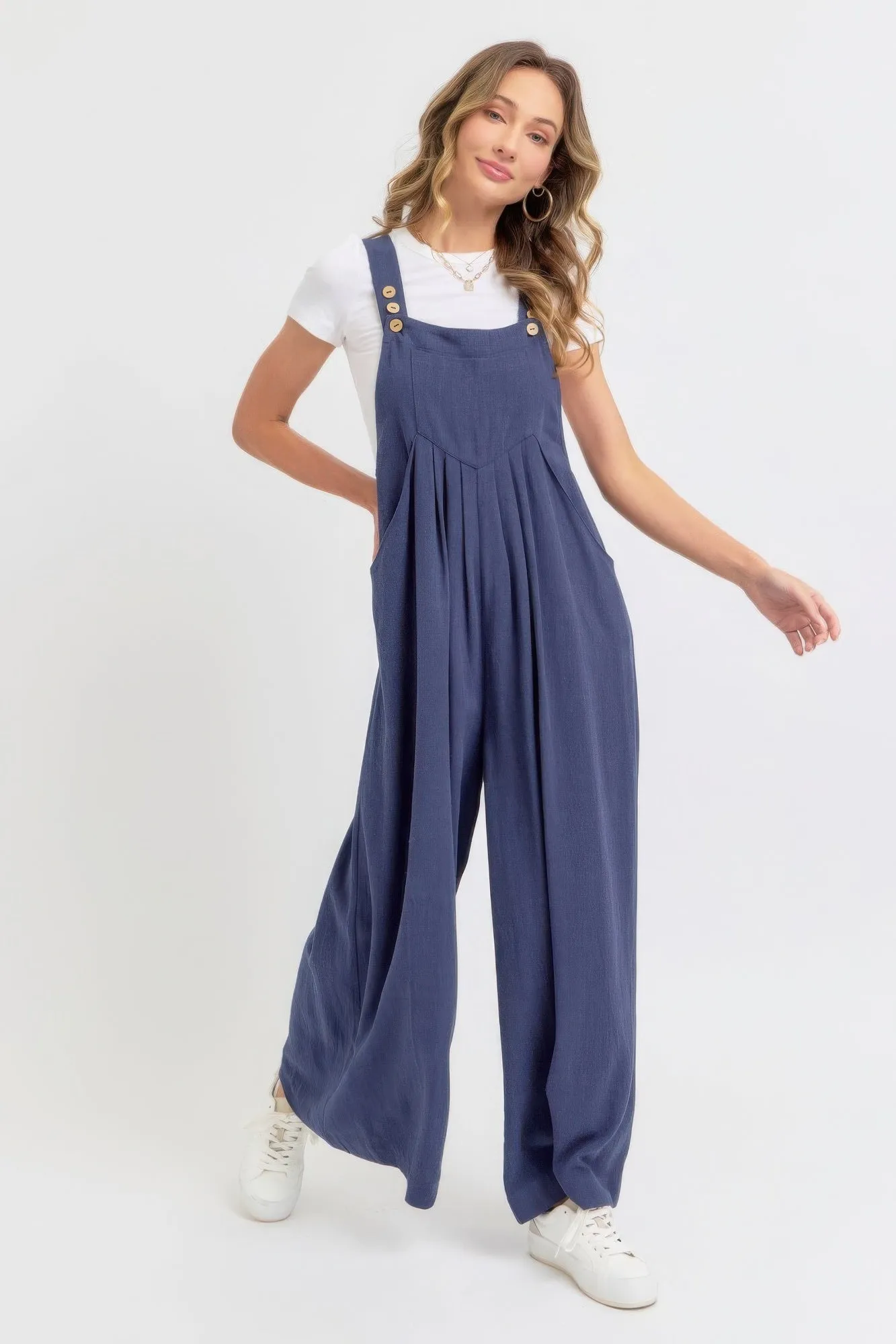 Adjustable Strap Overall Wide Leg Jumpsuit