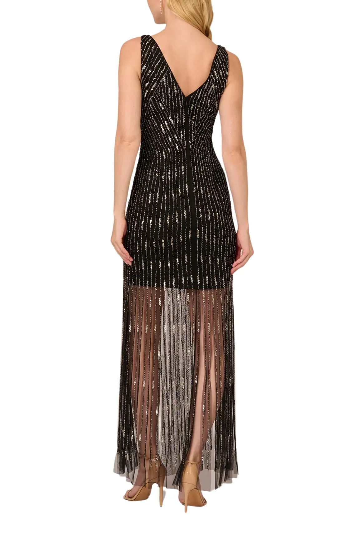 Adrianna Papell Beaded Sleeveless Dress With Carwash Hem