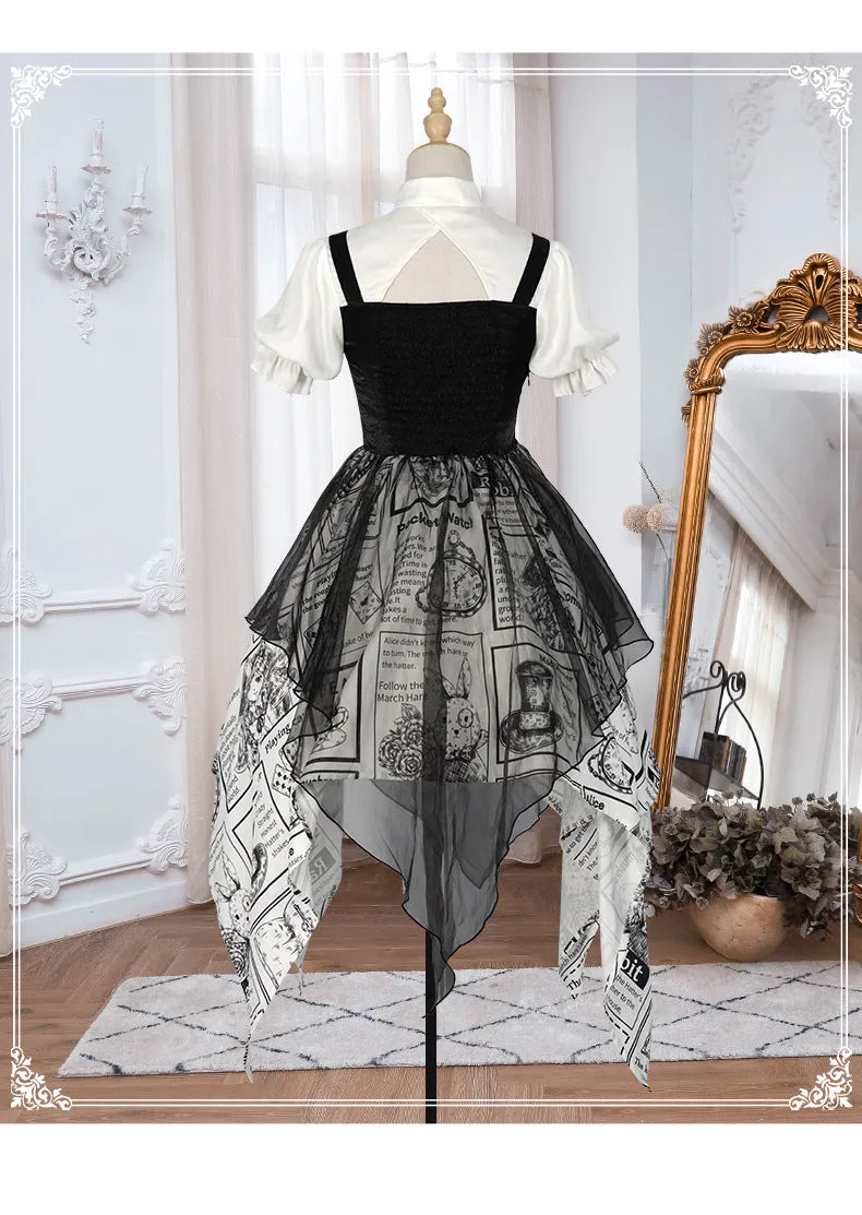 Alice ~ Short Sleeve Punk Lolita Dress with Asymmetrical Hem by YLF