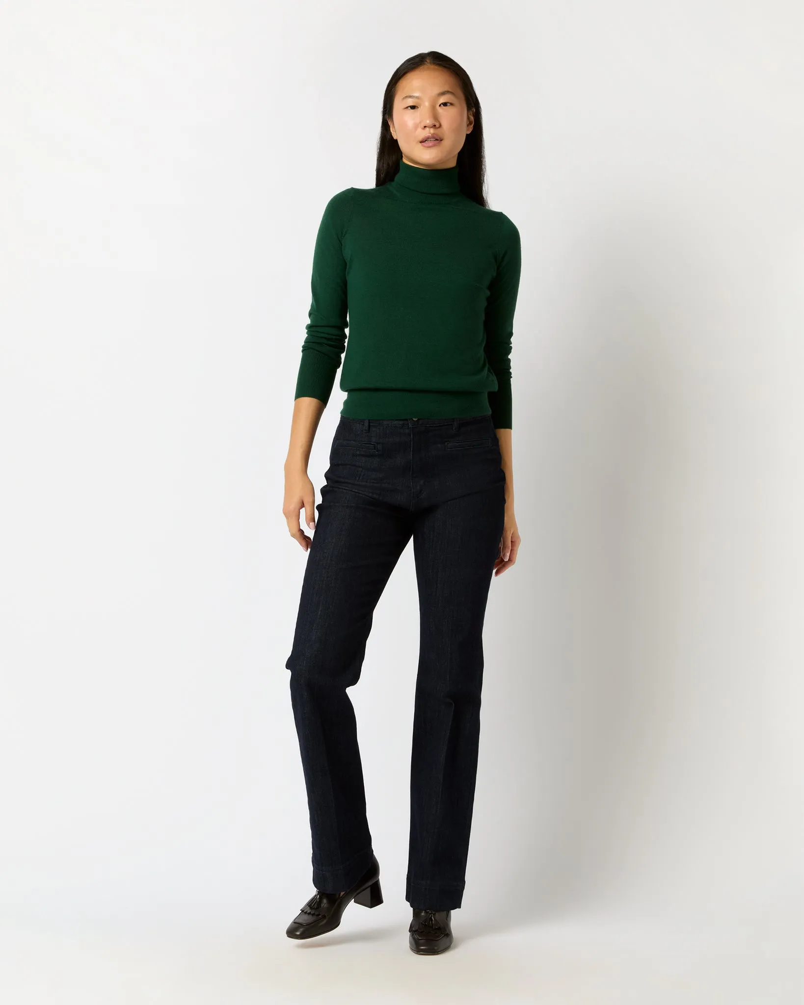 Alida Turtleneck Sweater in Bottle Green Cashmere