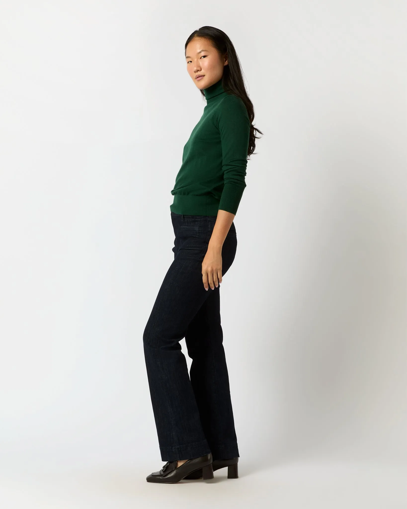 Alida Turtleneck Sweater in Bottle Green Cashmere