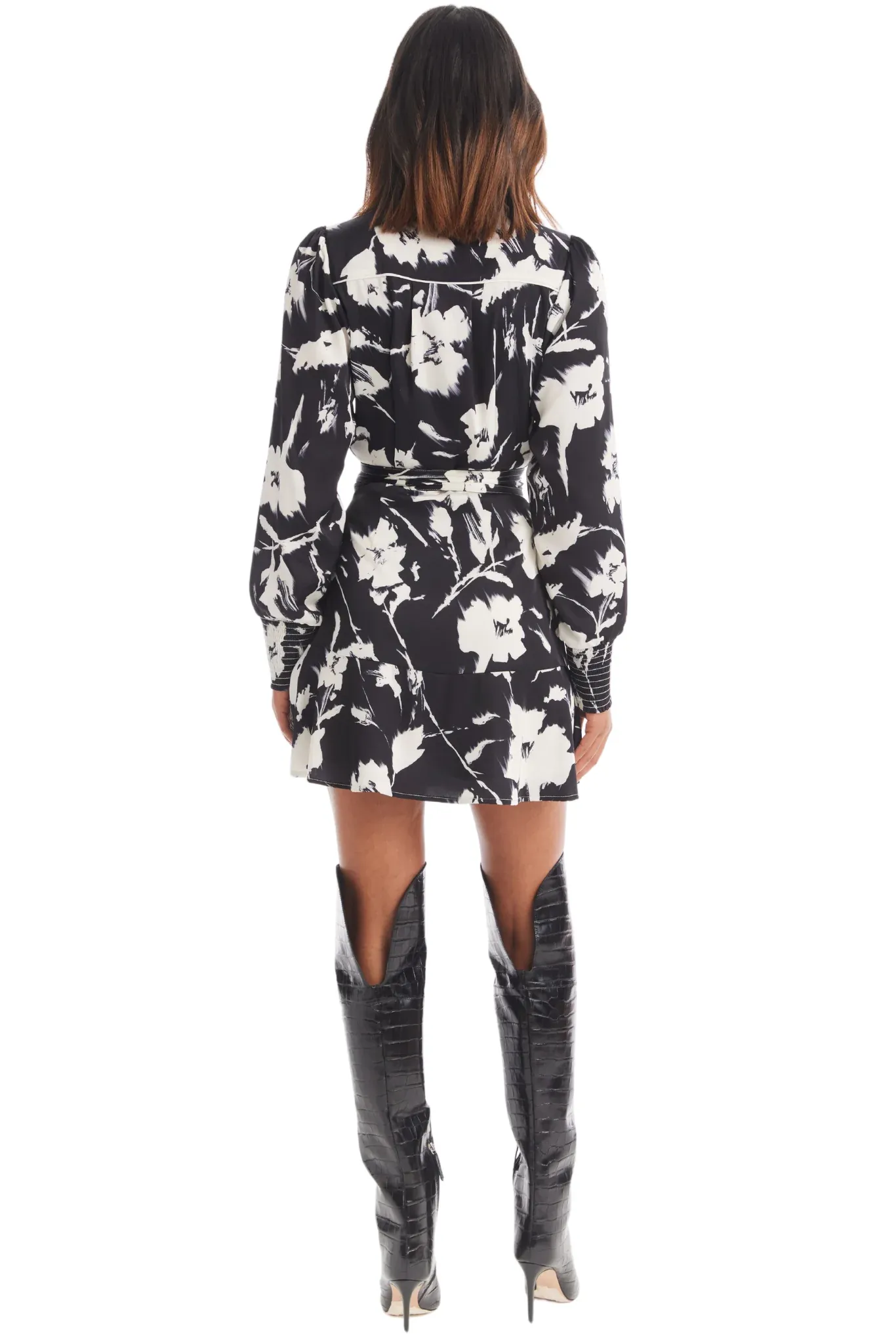 ALL Dylan Black/White Floral Mini Dress