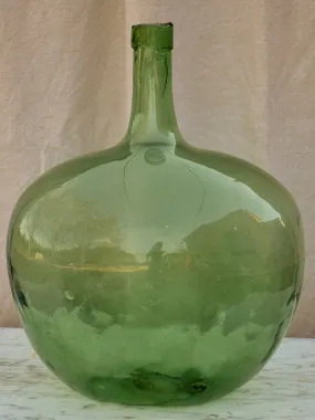 Antique French oval demijohn bottle 1/2 - blue / green