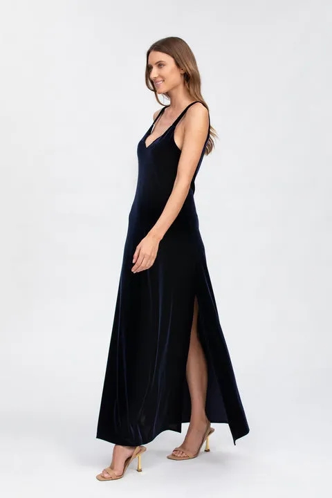 Auriga Navy Maxi Maternity Dress with Side Slit