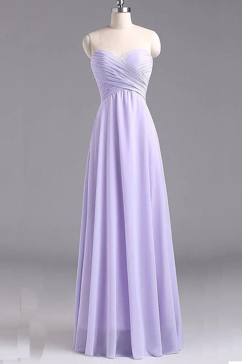 B4275 - Sweetheart Sleeveless Ruched Satin A-Line Long Bridesmaid Dress