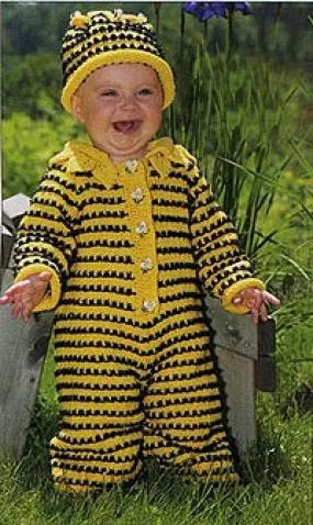 Baby Bee Jumpsuit and Hat Pattern (Knit)