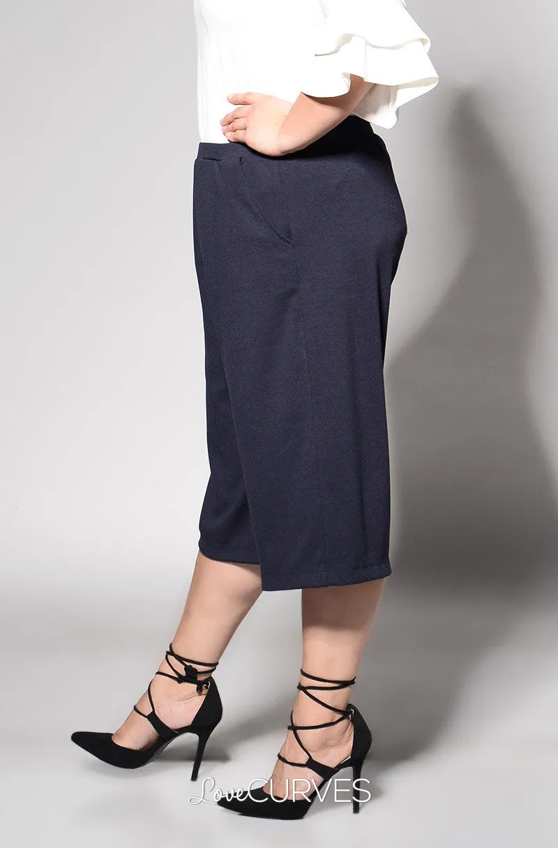 Basic Culottes with Side Pockets - Midnight Blue - REE