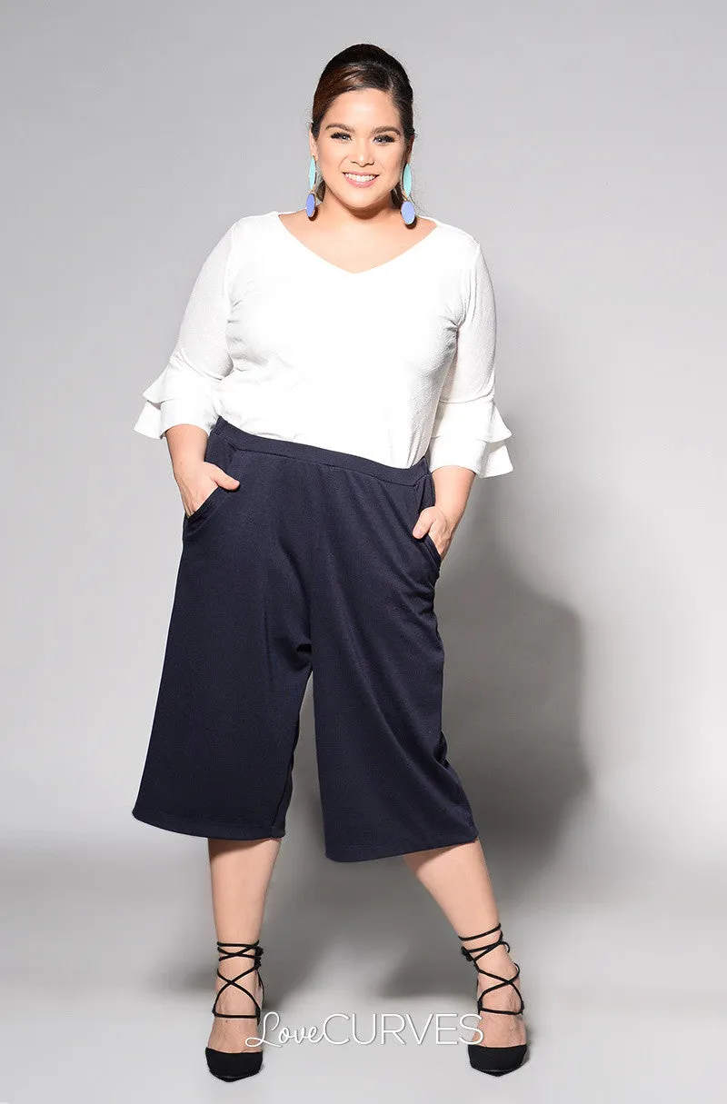 Basic Culottes with Side Pockets - Midnight Blue - REE