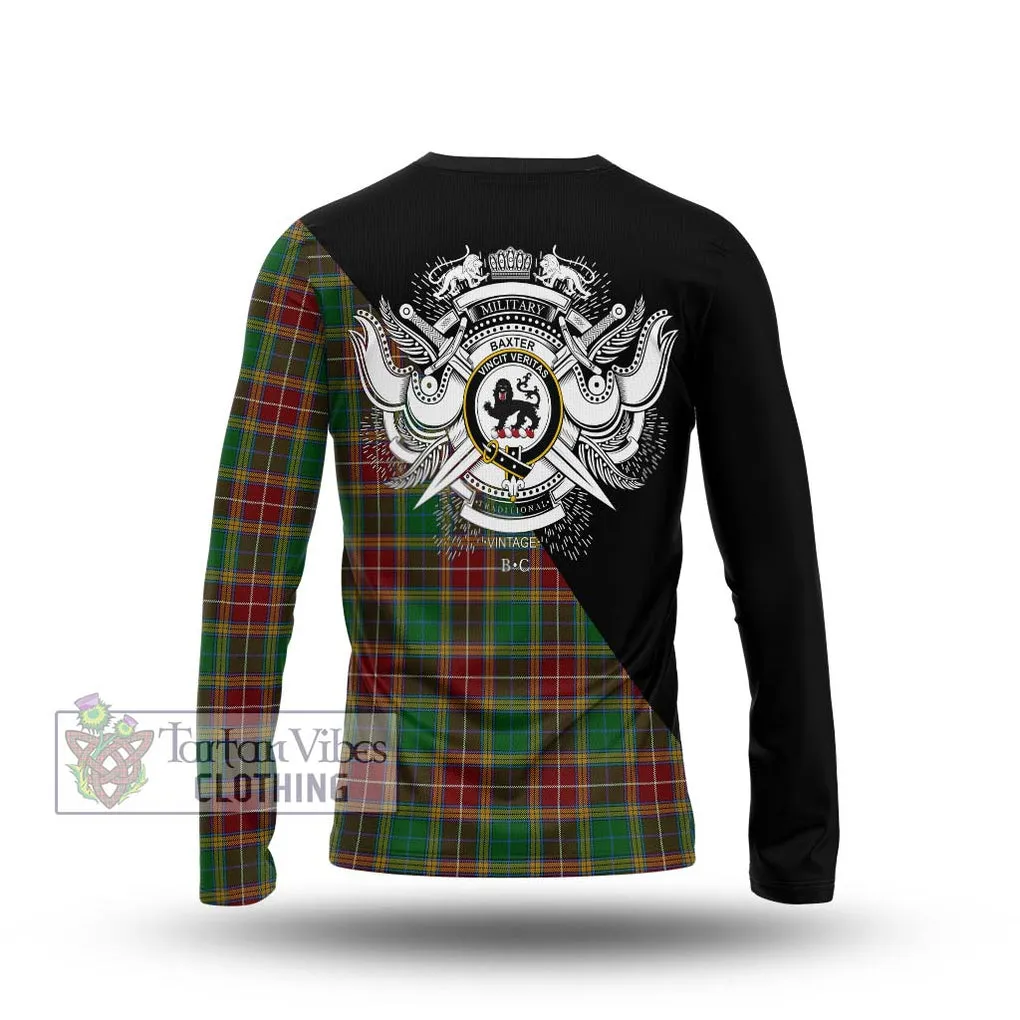 Baxter Tartan Long Sleeve T-Shirt with Family Crest and Military Logo Style