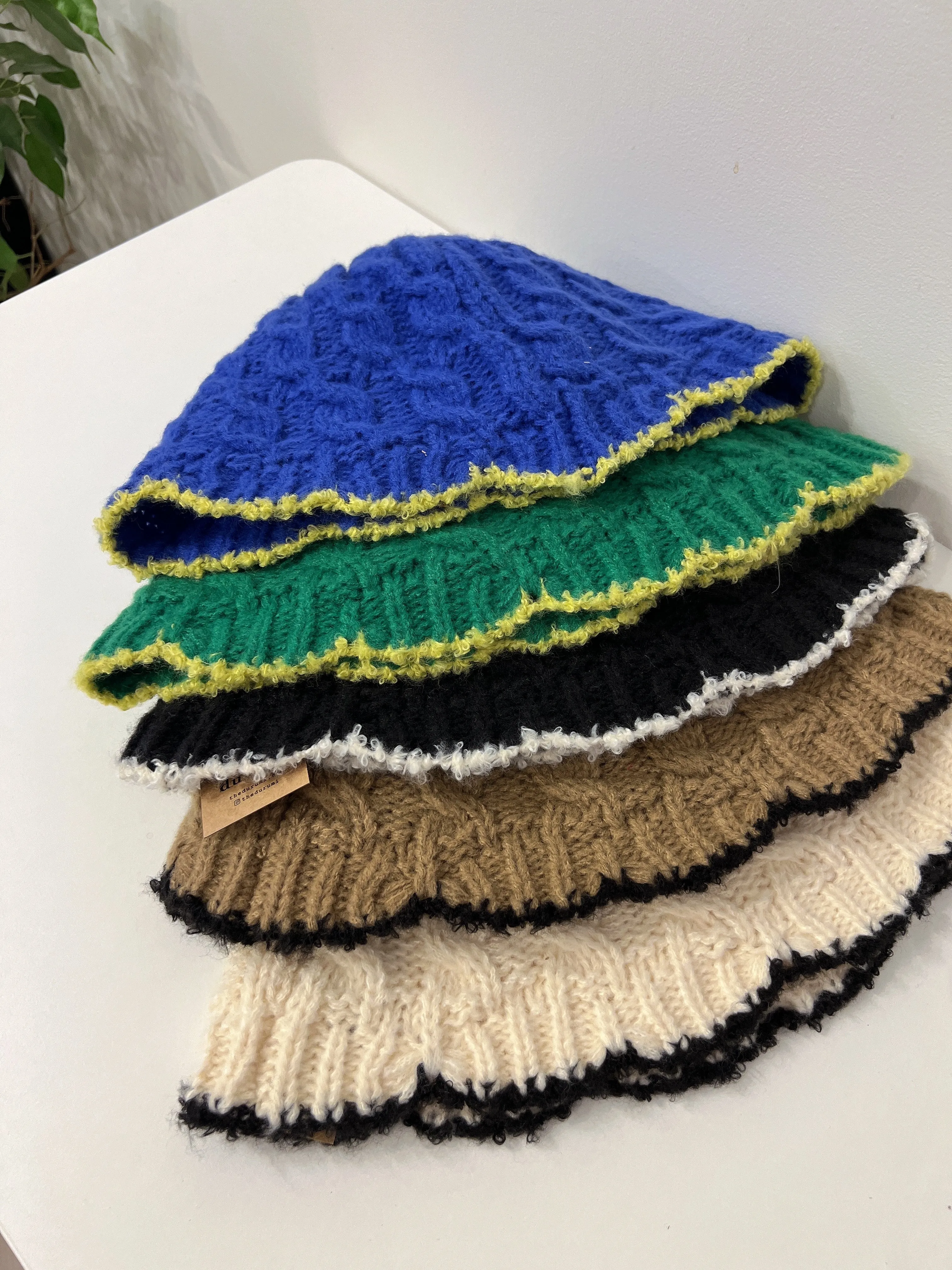 BBOKKA Cable knit bucket hat