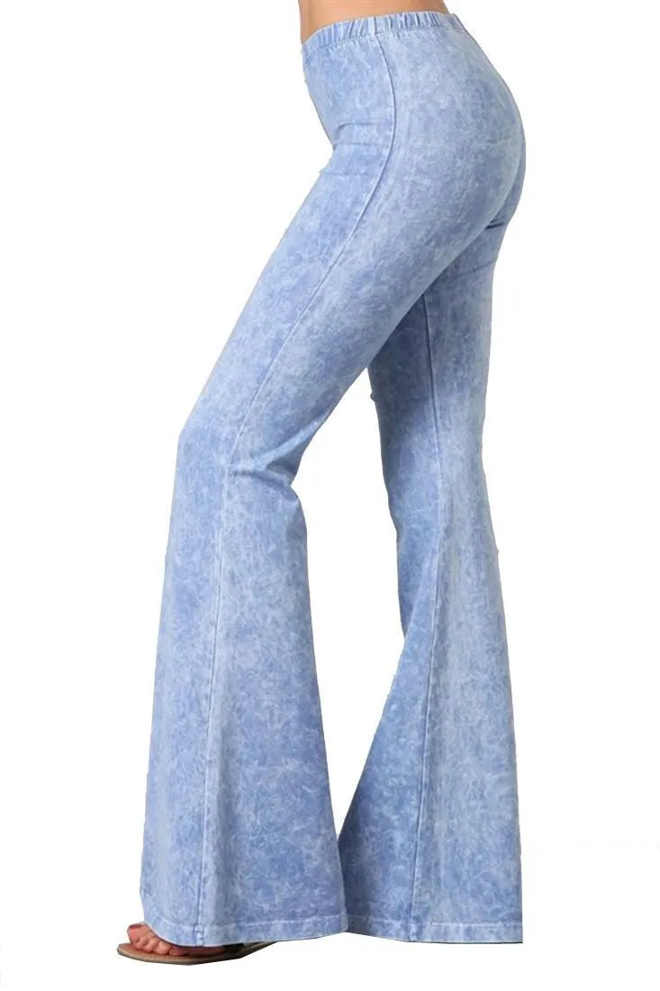 Bell Bottoms Yoga Pants Denim Colored Lavender Blue