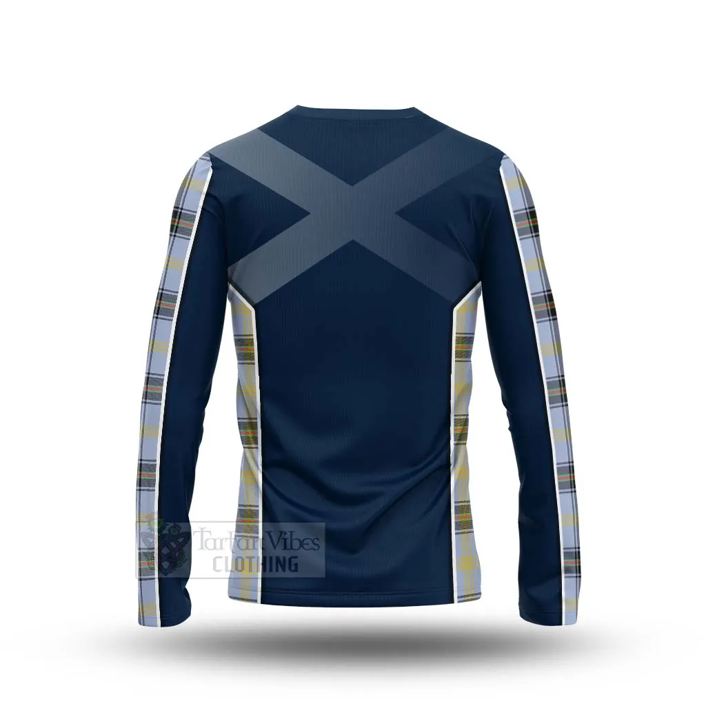 Bell Tartan Long Sleeve T-Shirt with Family Crest and Scottish Thistle Vibes Sport Style