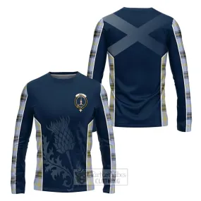 Bell Tartan Long Sleeve T-Shirt with Family Crest and Scottish Thistle Vibes Sport Style