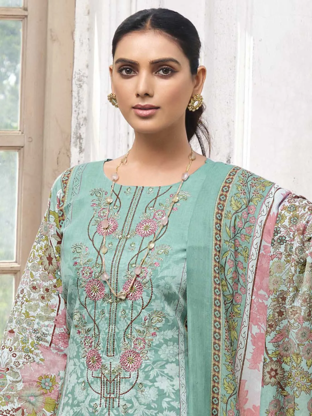 Belliza Cotton Pakistani Print Unstitched Women Suit Material