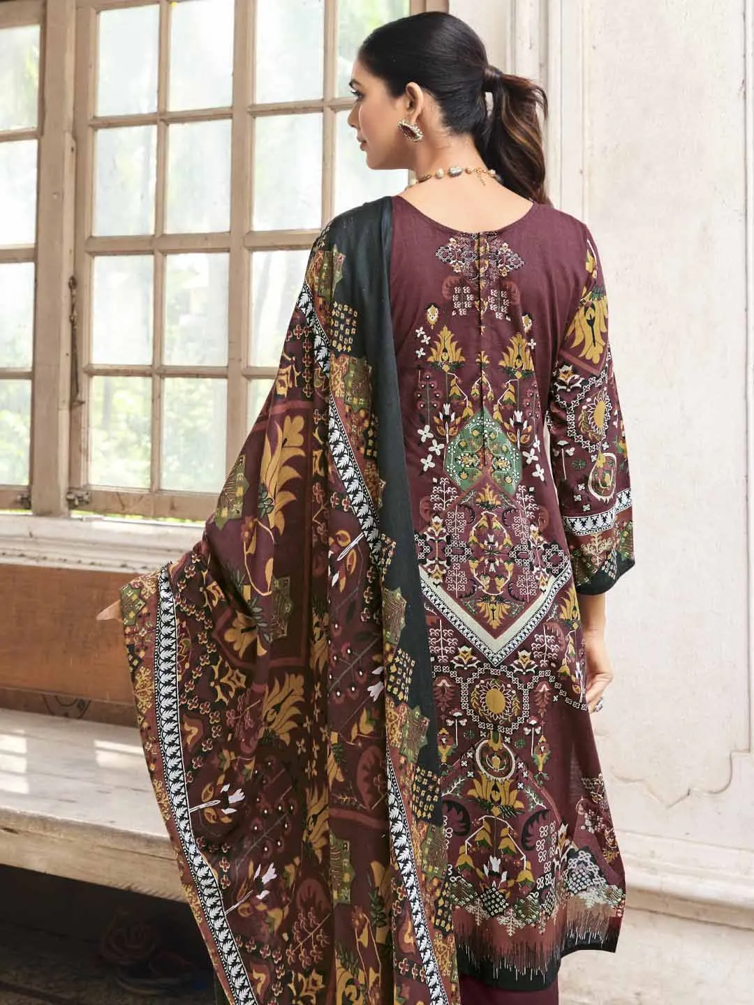 Belliza Pakistani Print Unstitched Women Cotton Suit Material