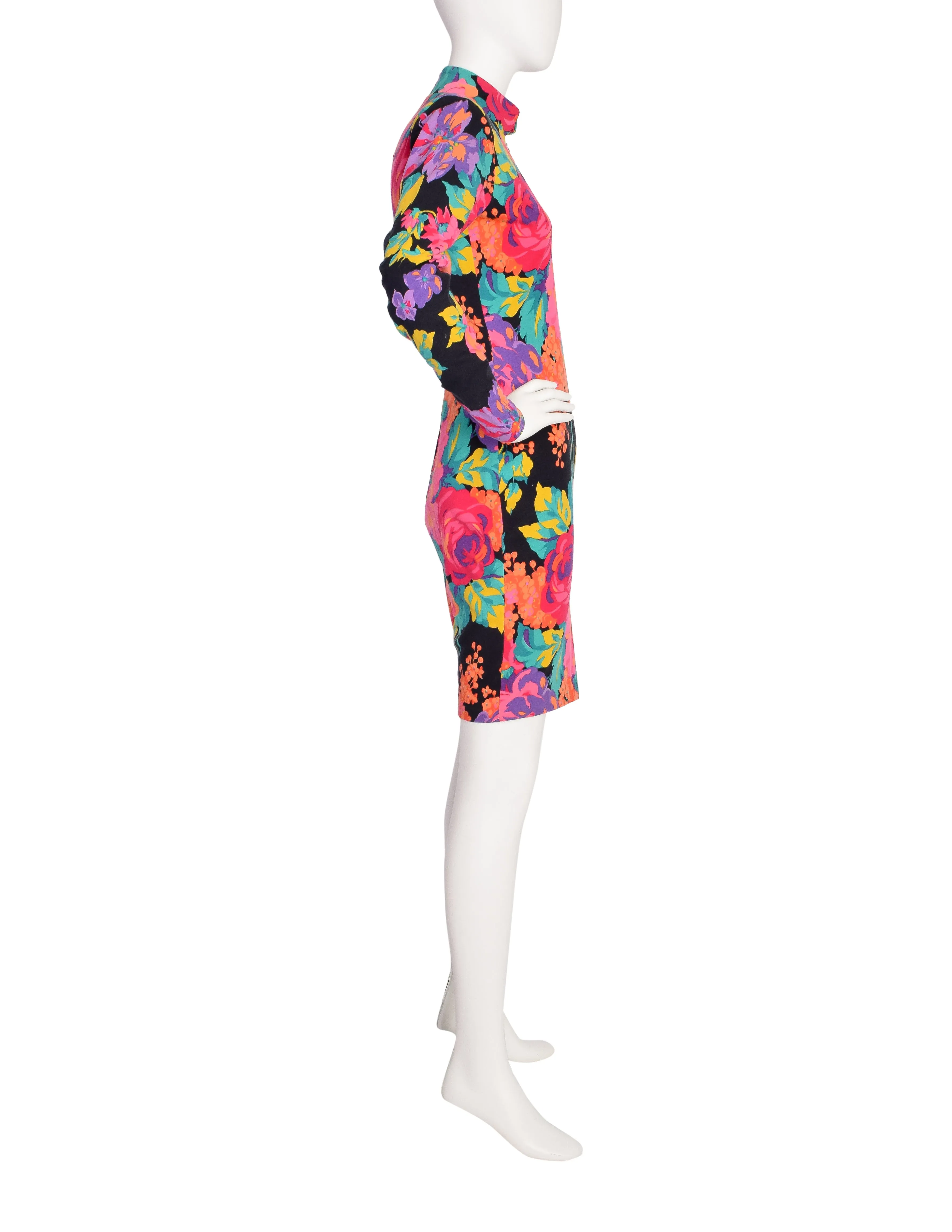 Betsey Johnson Punk Label Vintage Vibrant Floral Body Con Dress