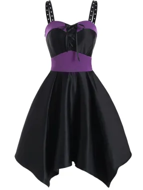 Black 1950s Gothic Asymmetrical Dress