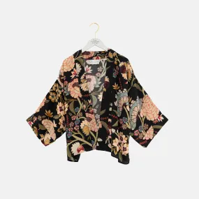 Black Dahlia Crepe Short Kimono