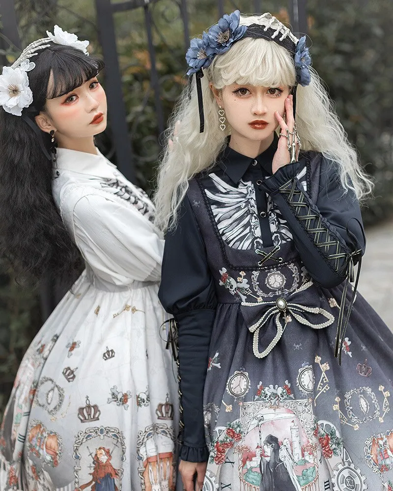 Black Fairy Tale ~ Gothic Lolita JSK Dress w. Long Sleeve Blouse by YLF