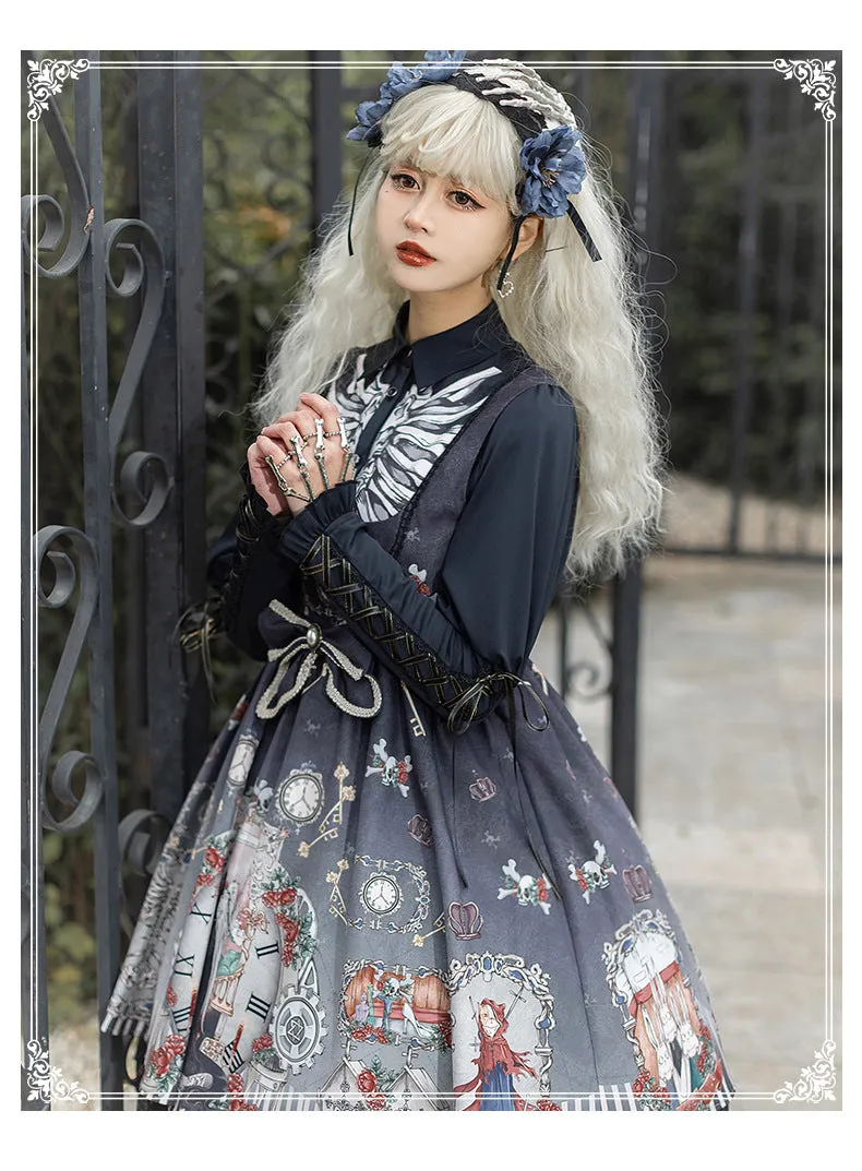 Black Fairy Tale ~ Gothic Lolita JSK Dress w. Long Sleeve Blouse by YLF