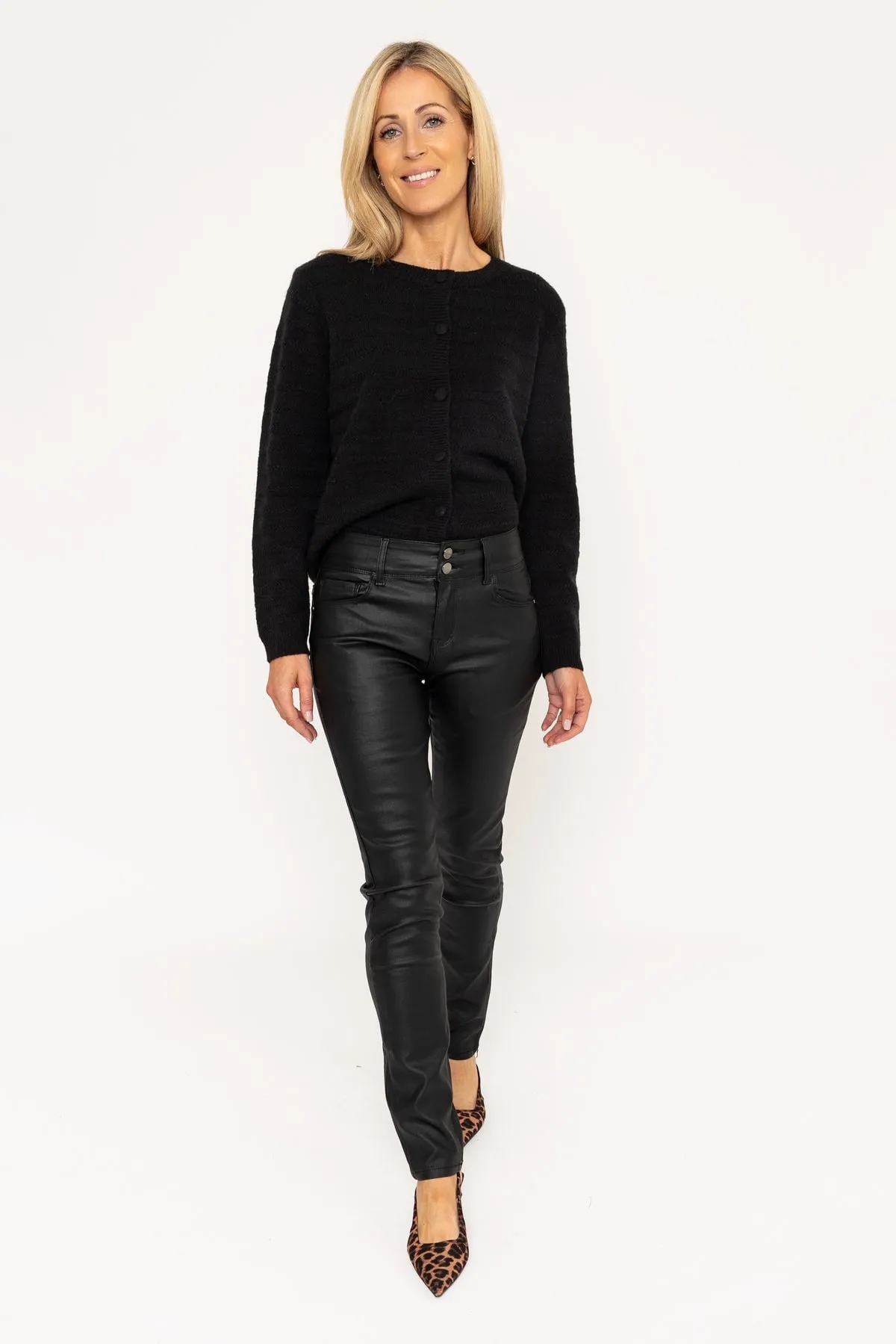 Black Faux Leather Skinny Jeans