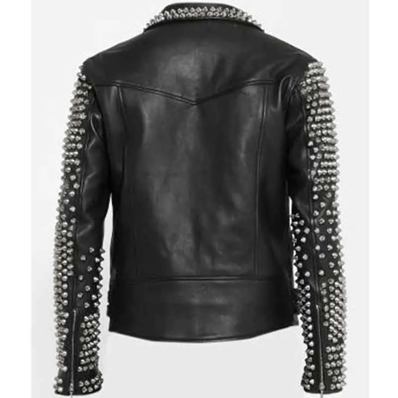 Black Studded Leather Jacket Mens