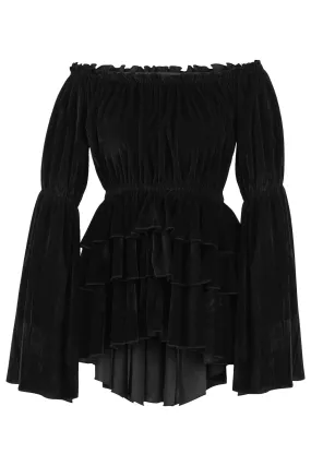 Black Velvet Ruffle Dress