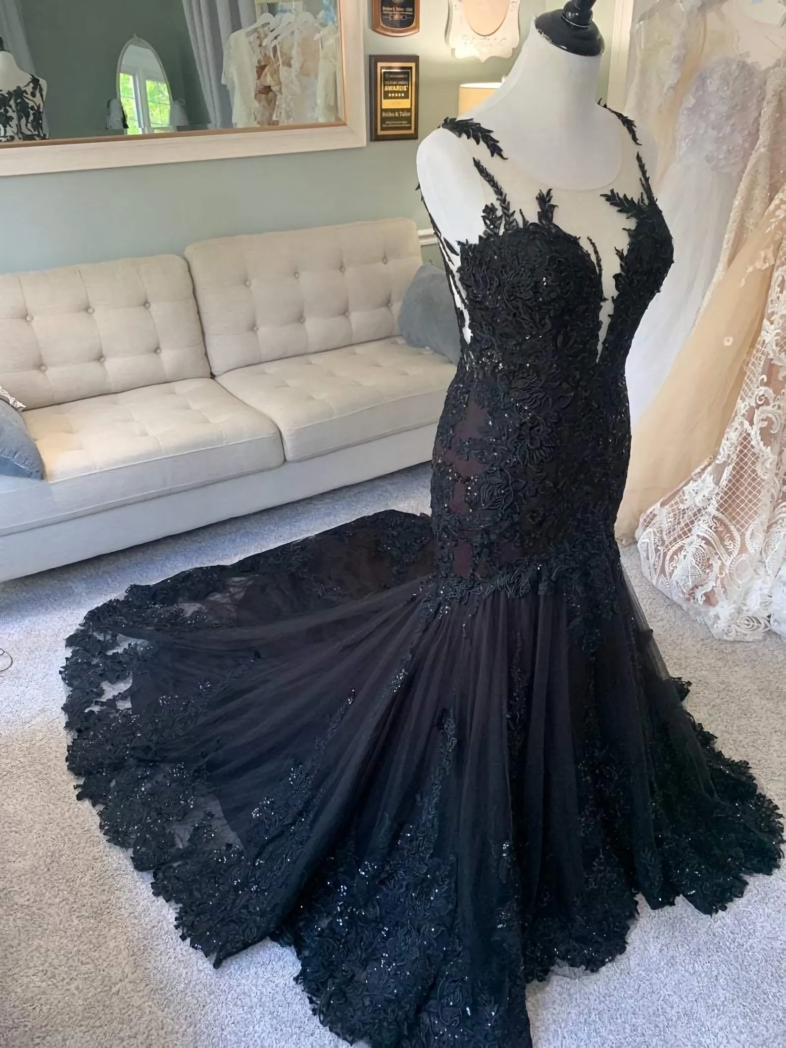 Black Wedding Dress Gothic Wedding Dress Mermaid Black Dress A Line Wedding Dress Black Lace Wedding Dress Illusion Back Wedding Dress