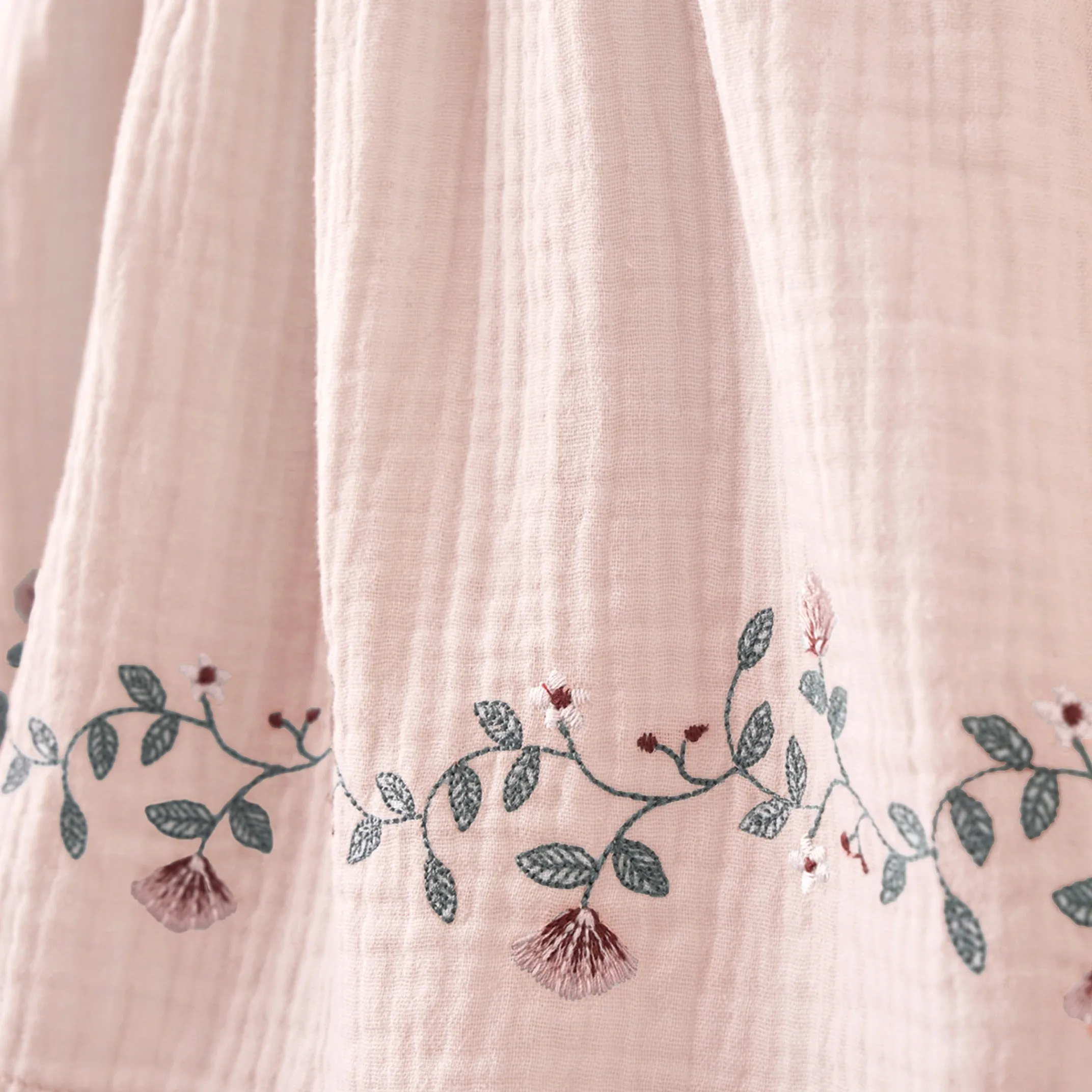 Blush Embroidered Organic Muslin Dress w/Blmr