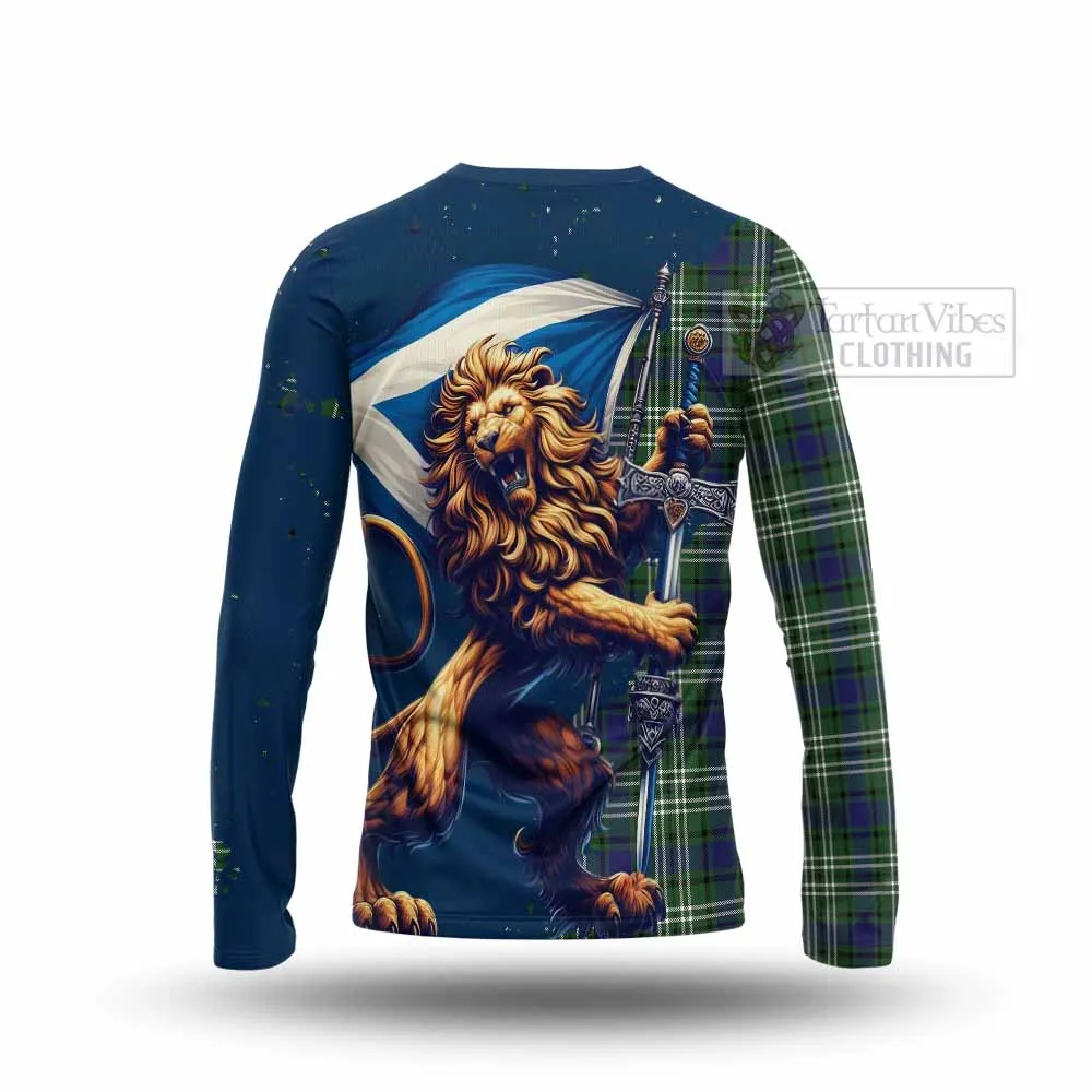 Blyth Tartan Family Crest Long Sleeve T-Shirt with Scottish Majestic Lion