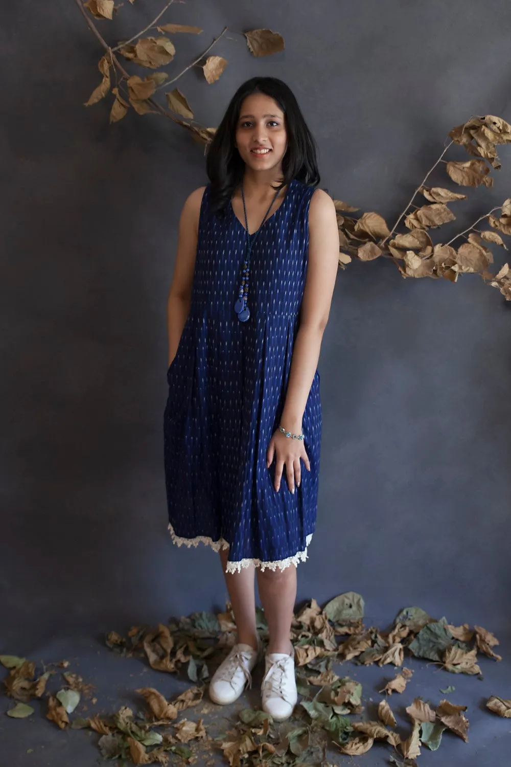 Box Pleat Ikat Dress