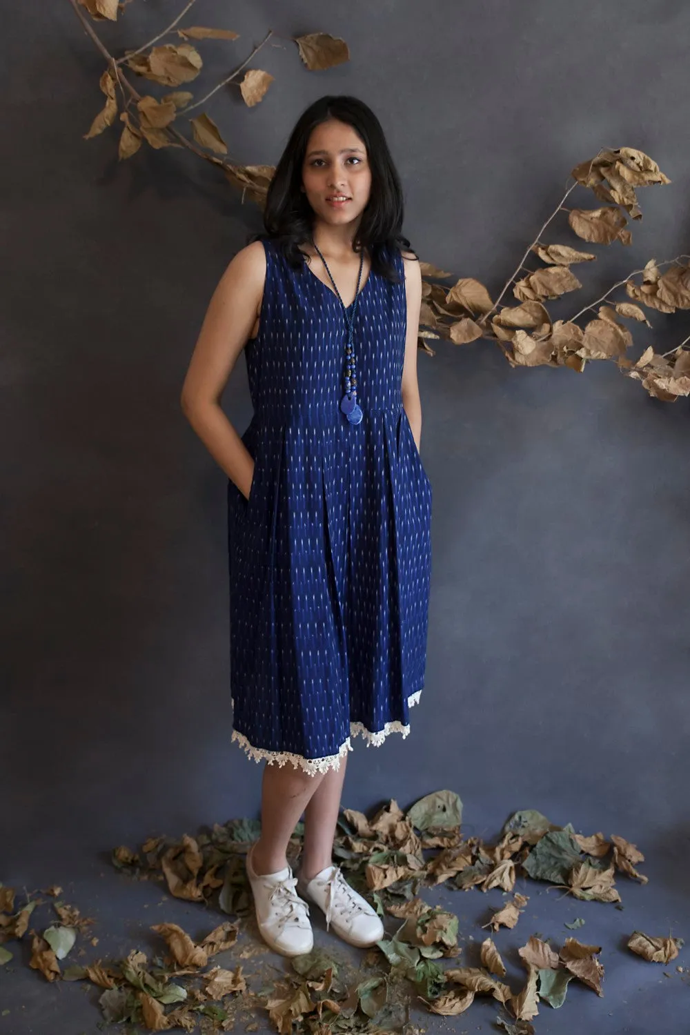 Box Pleat Ikat Dress