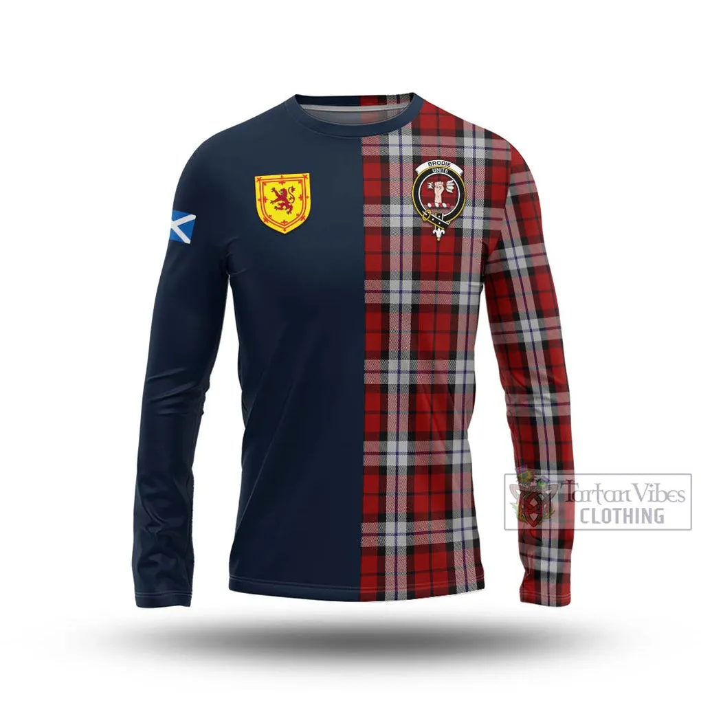 Brodie Dress Tartan Long Sleeve T-Shirt Alba with Scottish Lion Royal Arm Half Style